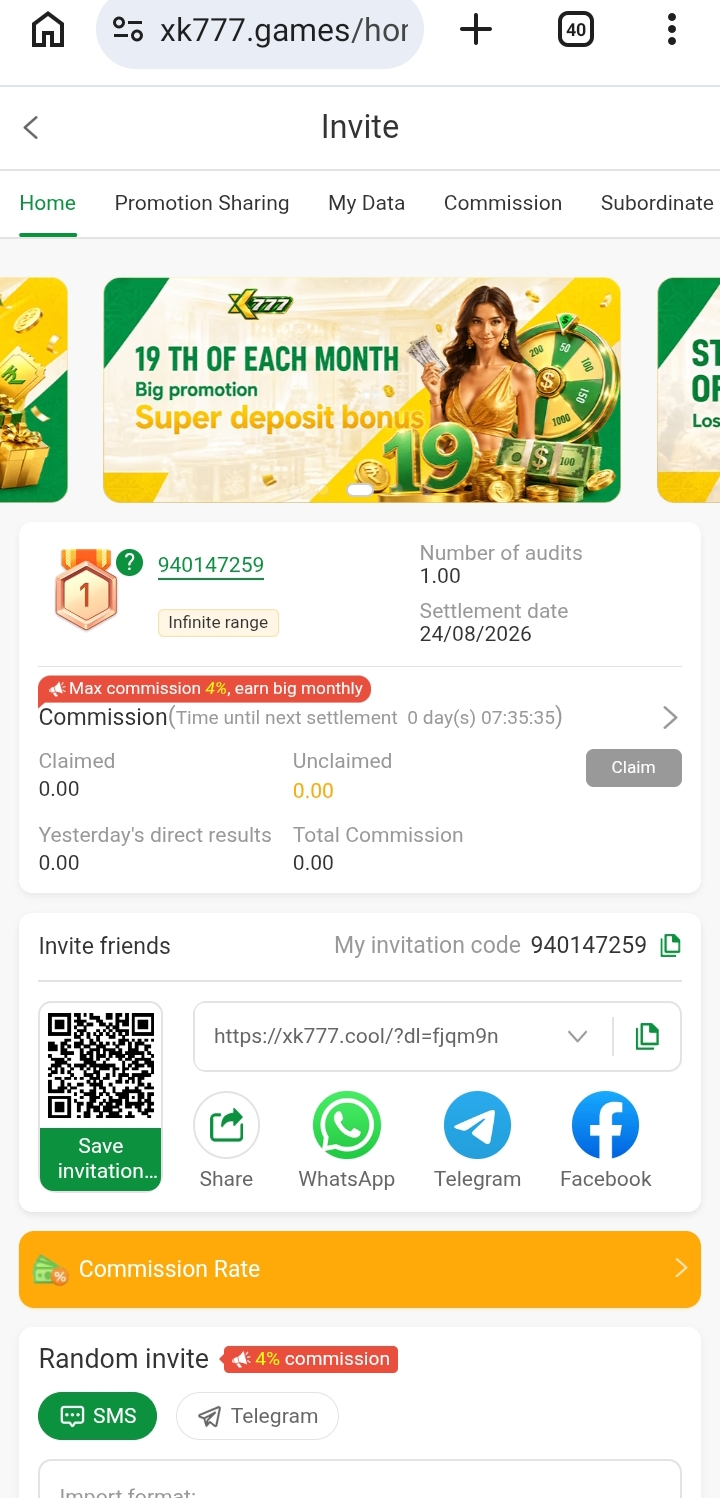 XK777 invite bonus